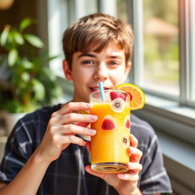 Student enjoying Morning smoothie