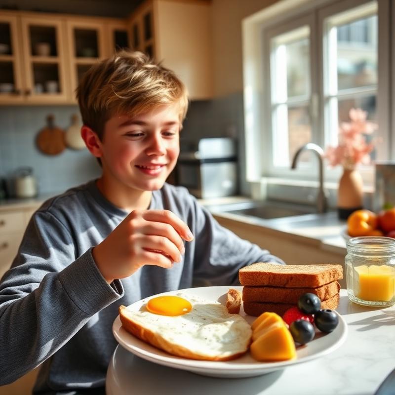 Student enjoying Toast & eggs