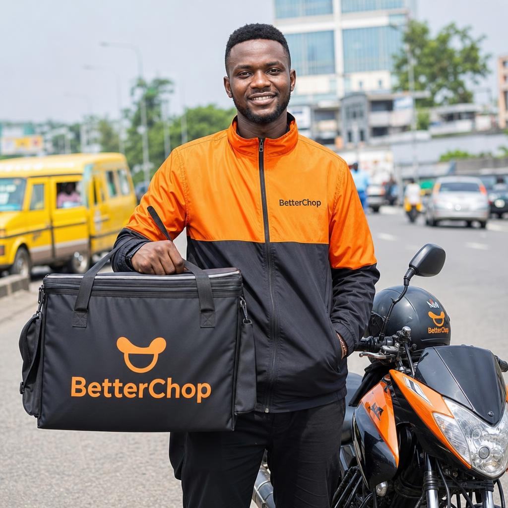 Nigerian BetterChop rider with branded delivery bag